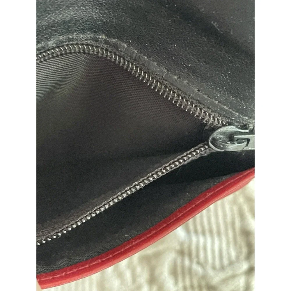 Buxton Red Genuine Leather Coin Credit Cd Wallet Snap Closure Zip Pocket Inside